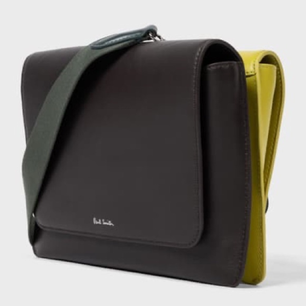 Paul Smith lime green and brown crossbody bag